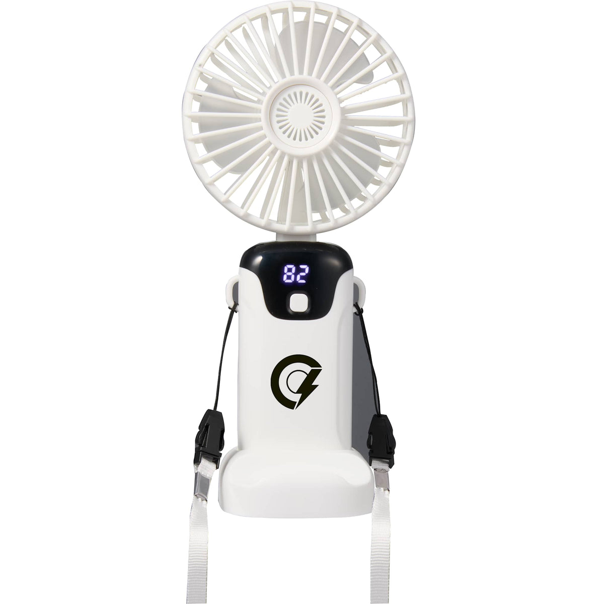 Foldable Rechargeable Personal Fan with Phone Holder Full Color - White - Front 2