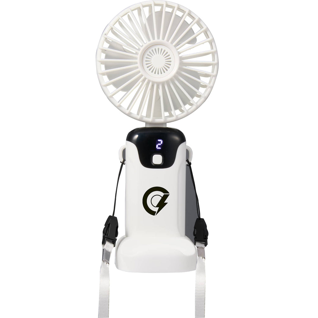 Foldable Rechargeable Personal Fan with Phone Holder Full Color - White - Front