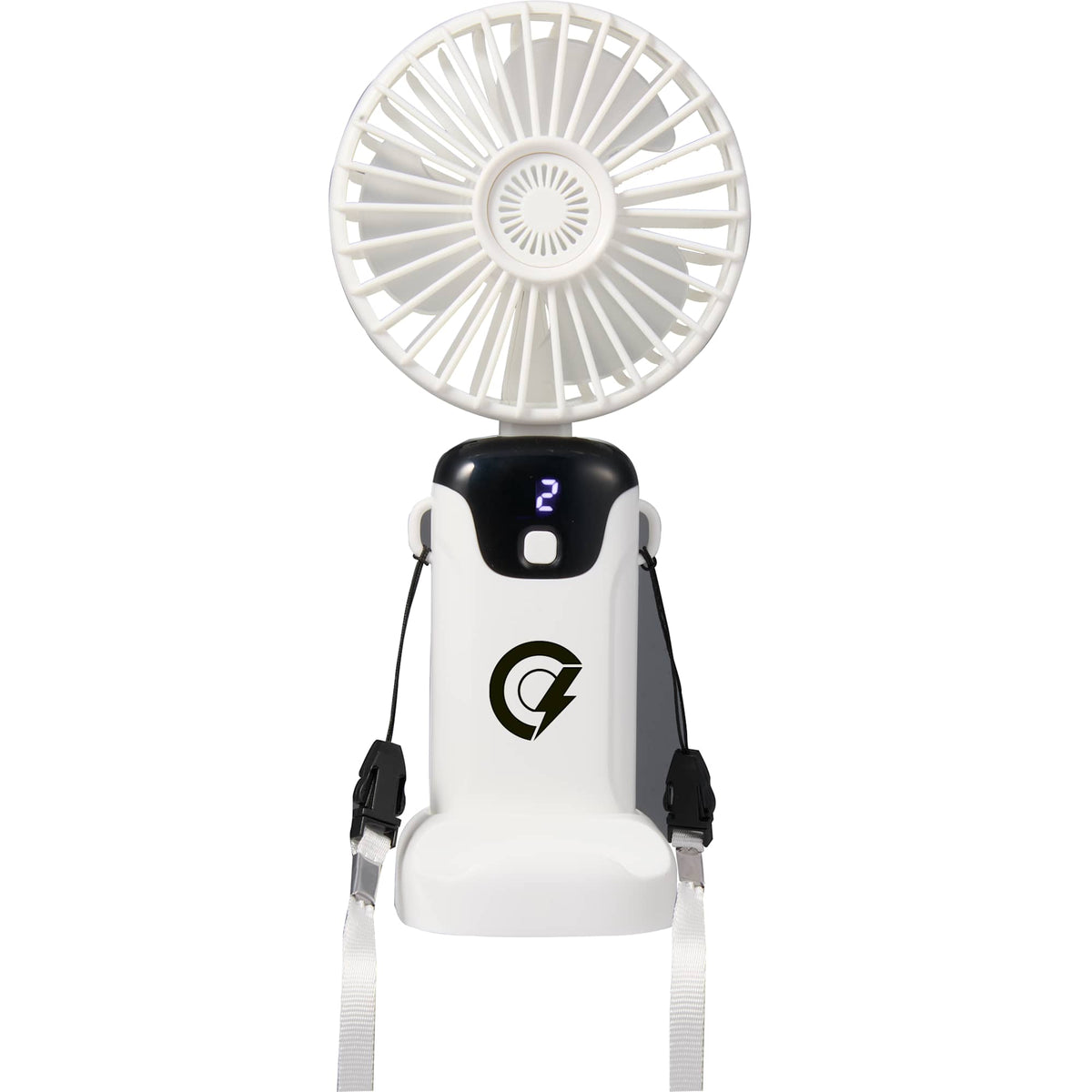 Foldable Rechargeable Personal Fan with Phone Holder Full Color - White - Front