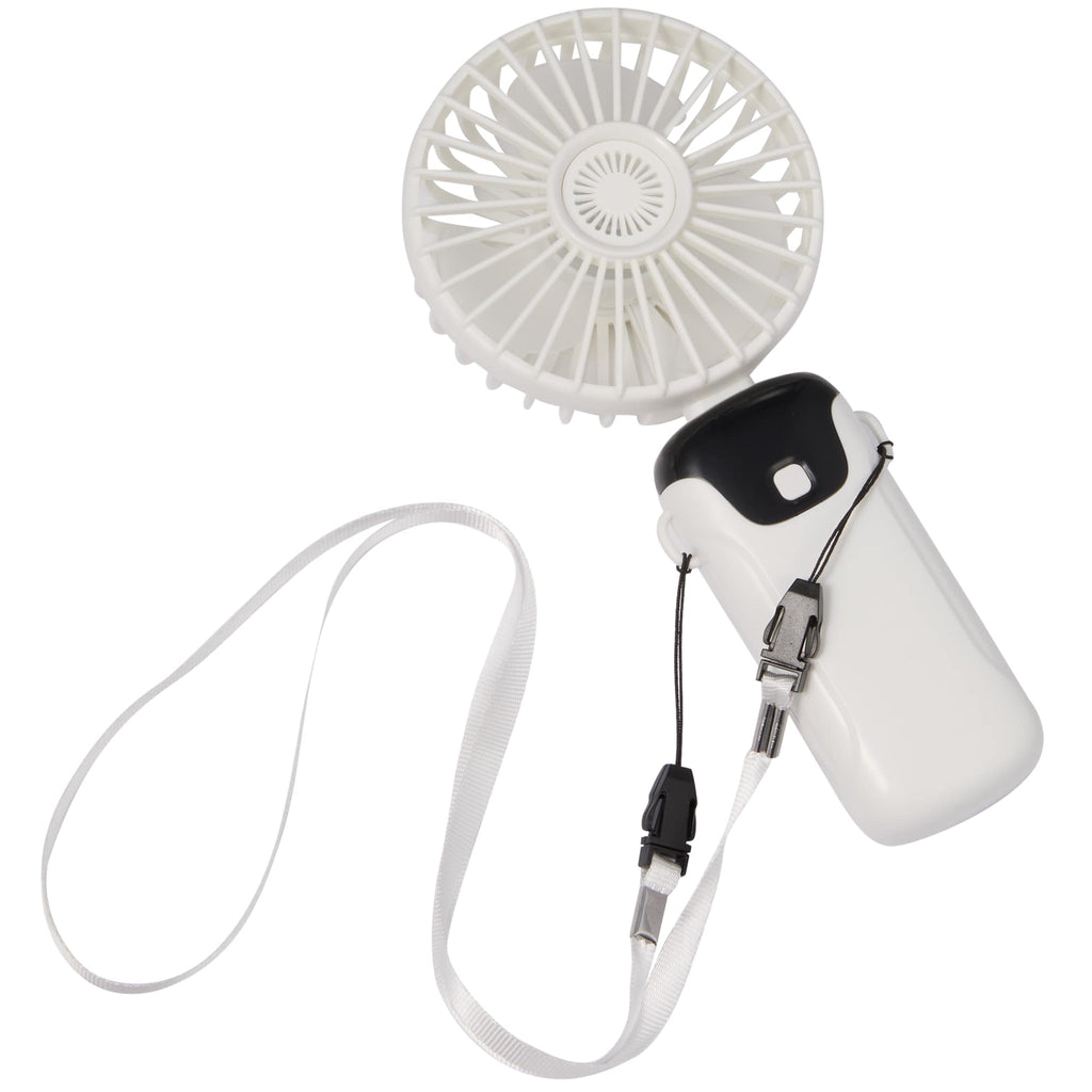 Foldable Rechargeable Personal Fan with Phone Holder Full Color - White - Left Angle 2