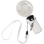 Foldable Rechargeable Personal Fan with Phone Holder Full Color - White - Left Angle 2