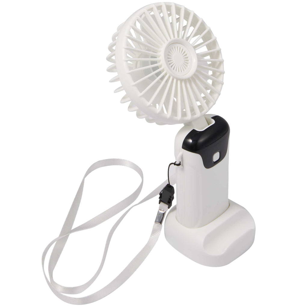 Foldable Rechargeable Personal Fan with Phone Holder Full Color - White - Left Angle