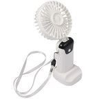 Foldable Rechargeable Personal Fan with Phone Holder Full Color - White - Left Angle