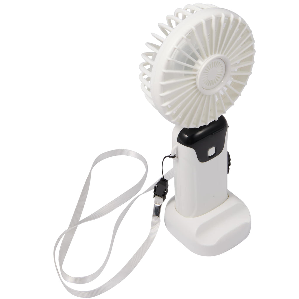 Foldable Rechargeable Personal Fan with Phone Holder Full Color - White - Right Angle 2