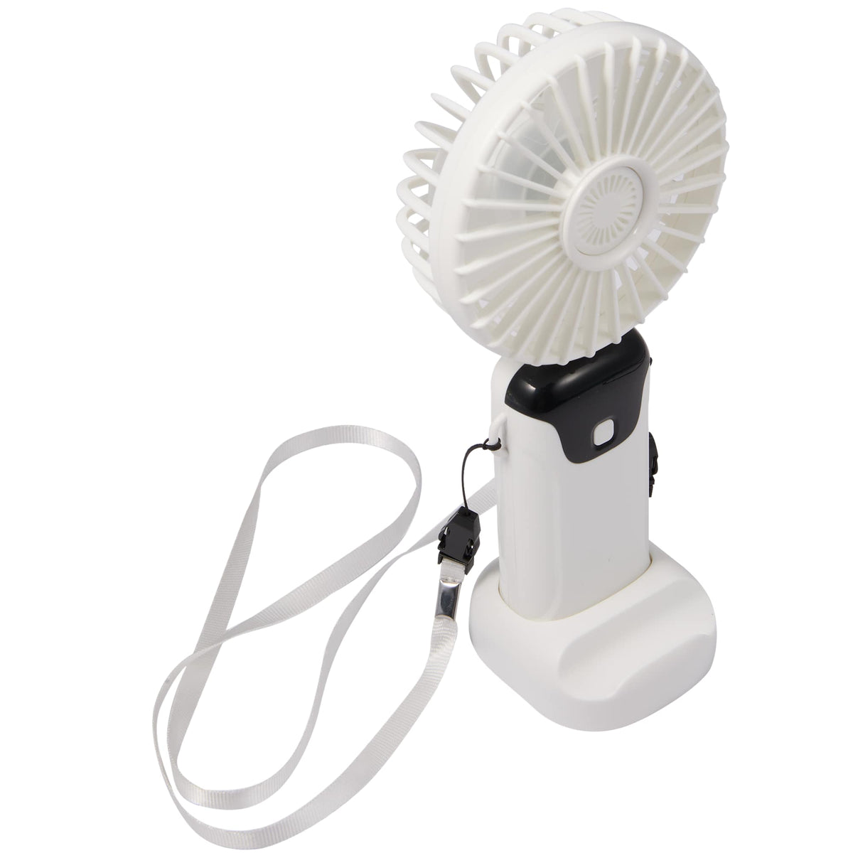 Foldable Rechargeable Personal Fan with Phone Holder Full Color - White - Right Angle 2