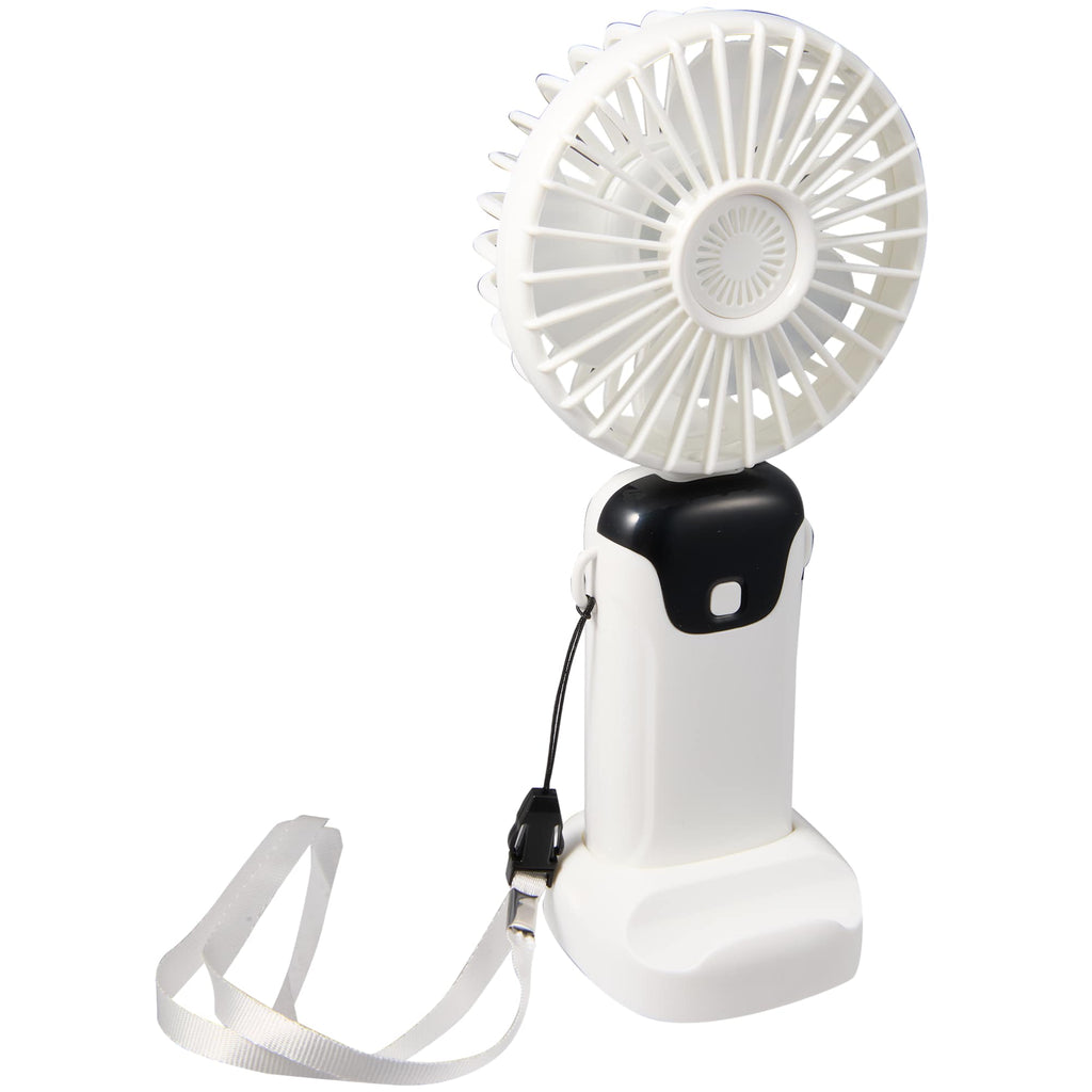 Foldable Rechargeable Personal Fan with Phone Holder Full Color - White - Right Angle 3