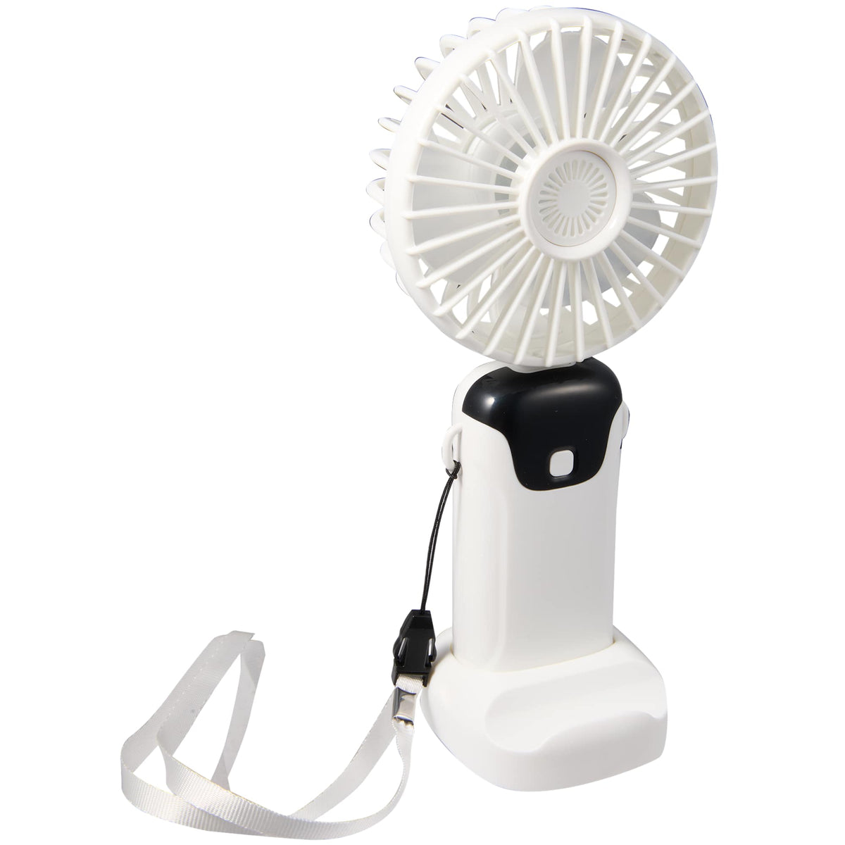 Foldable Rechargeable Personal Fan with Phone Holder Full Color - White - Right Angle 3