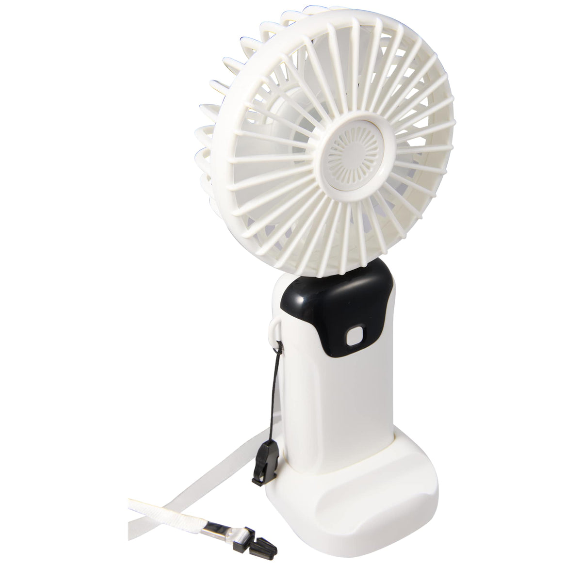 Foldable Rechargeable Personal Fan with Phone Holder Full Color - White - Right Angle