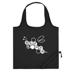 Foldaway Tote Bag, Recycled - Black - Silk Screen