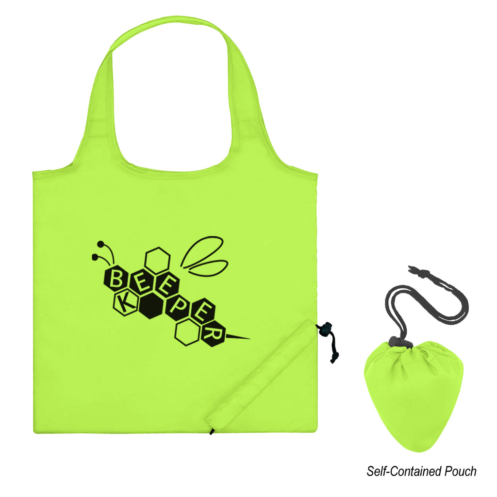 Foldaway Tote Bag, Recycled - Lime Green - Silk Screen