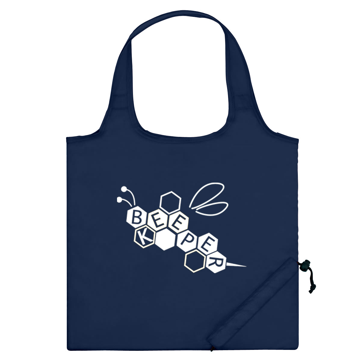 Foldaway Tote Bag, Recycled - Navy - Silk Screen