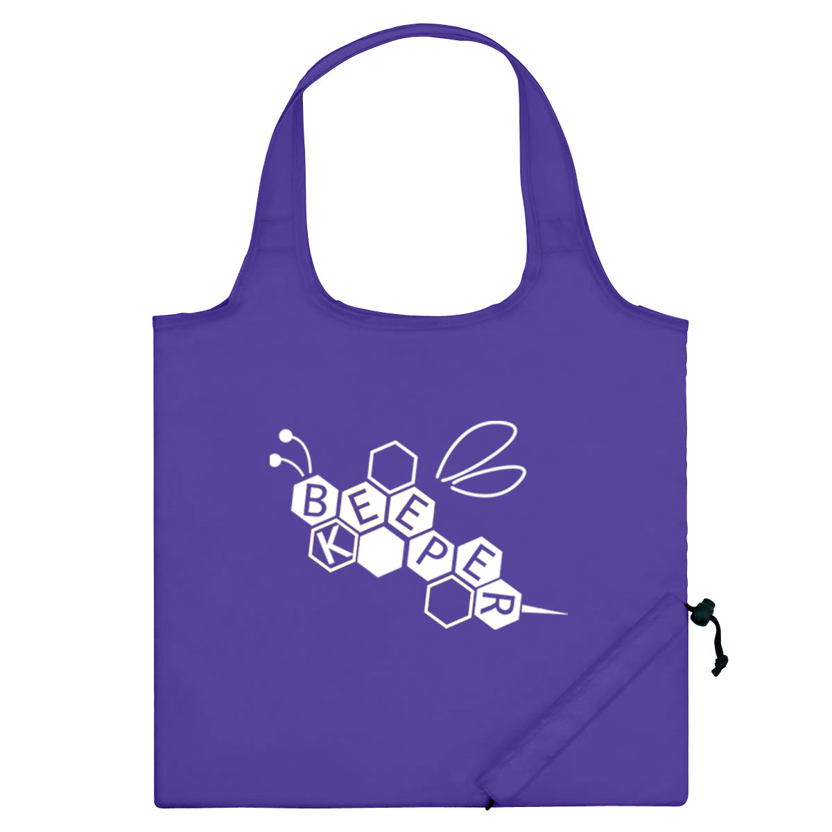 Foldaway Tote Bag, Recycled - Purple - Silk Screen