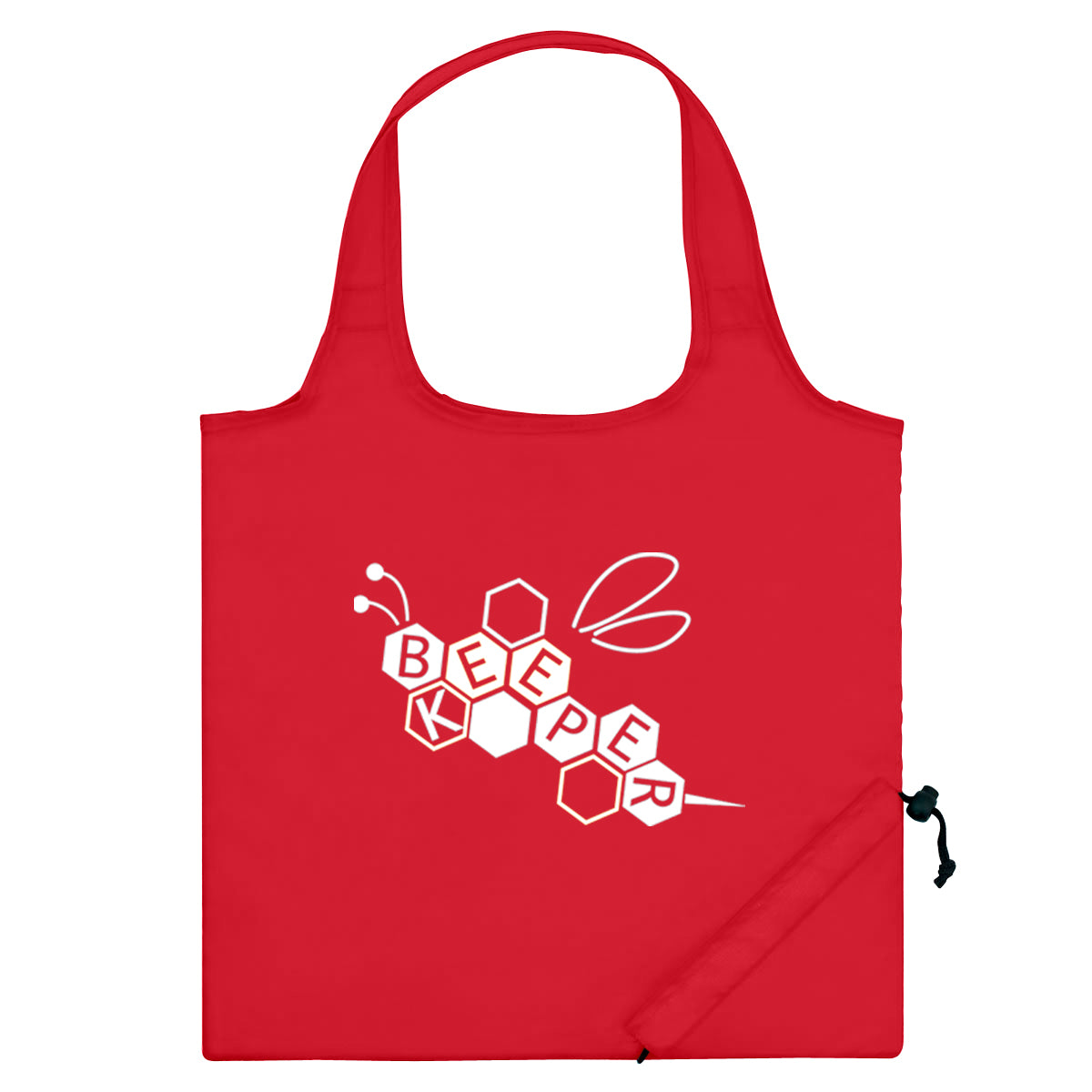 Foldaway Tote Bag, Recycled - Red - Silk Screen