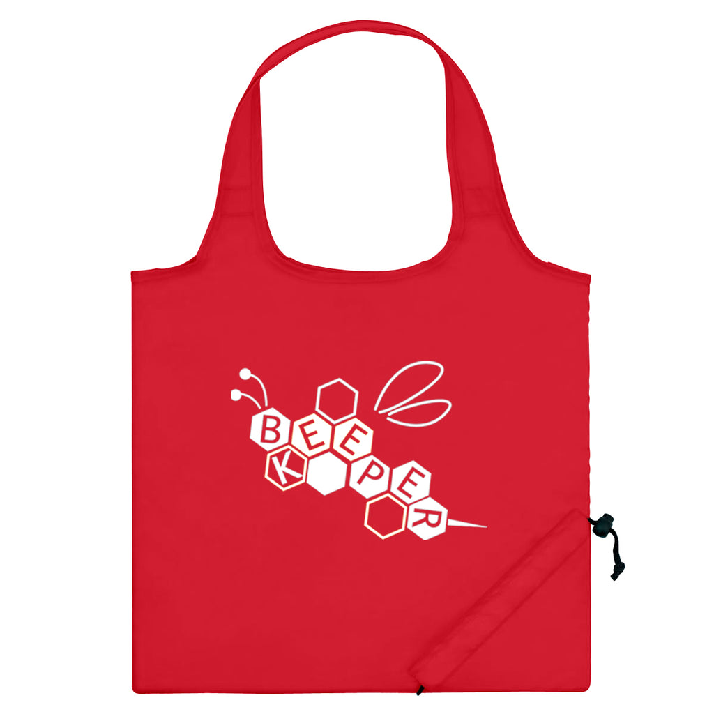 Foldaway Tote Bag, Recycled - Red - Silk Screen