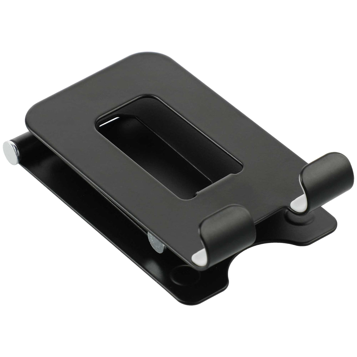 Folding Aluminum Phone and Tablet Stand - Black - Left Angle 2