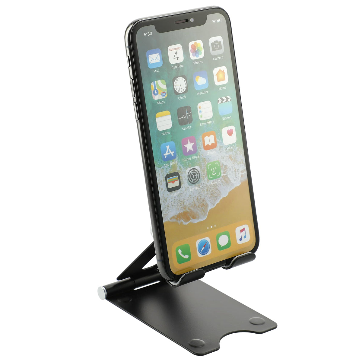 Folding Aluminum Phone and Tablet Stand - Black - Right Angle 2