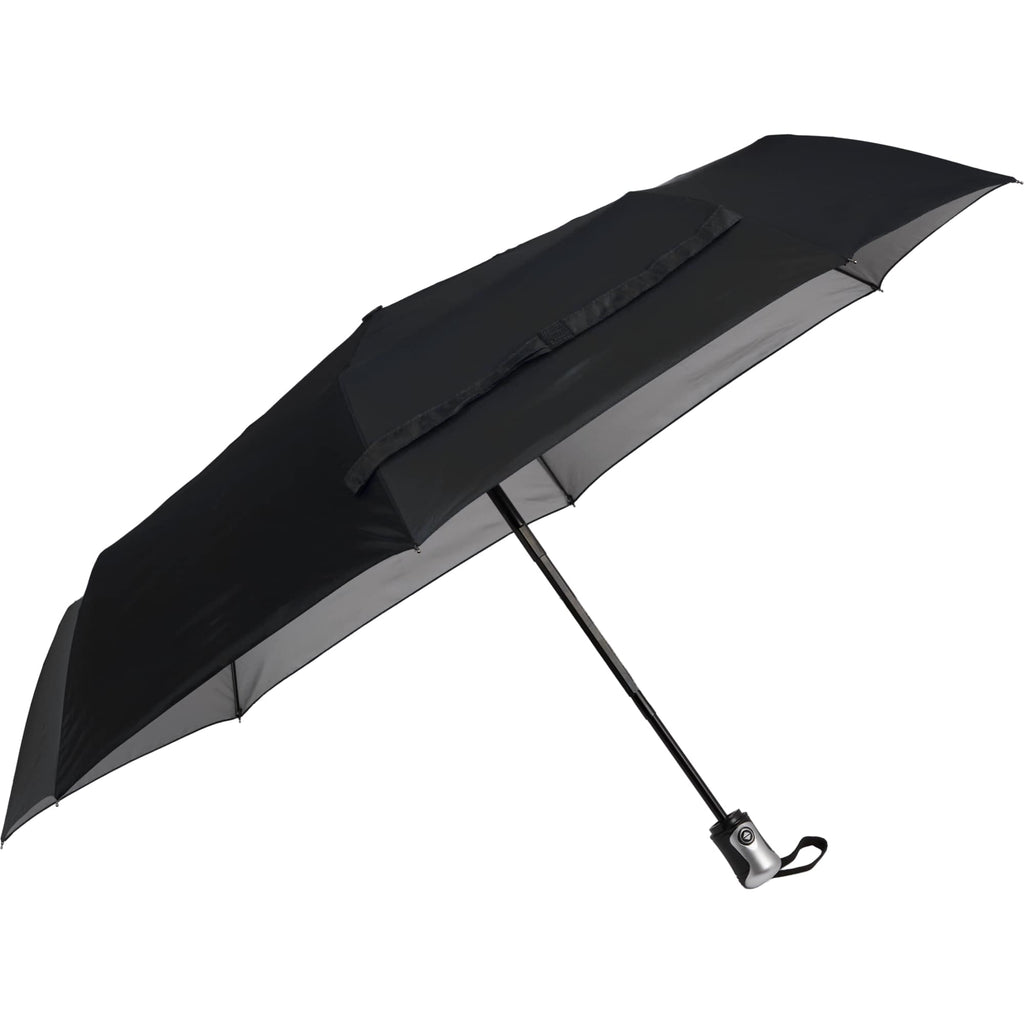 Folding Auto Open and Close Umbrella with Sleeve, 42 Inch Full Color - Silver/Black - Right Angle 2
