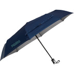Folding Auto Open and Close Umbrella with Sleeve, 42 Inch - Silver/Navy - Right Angle