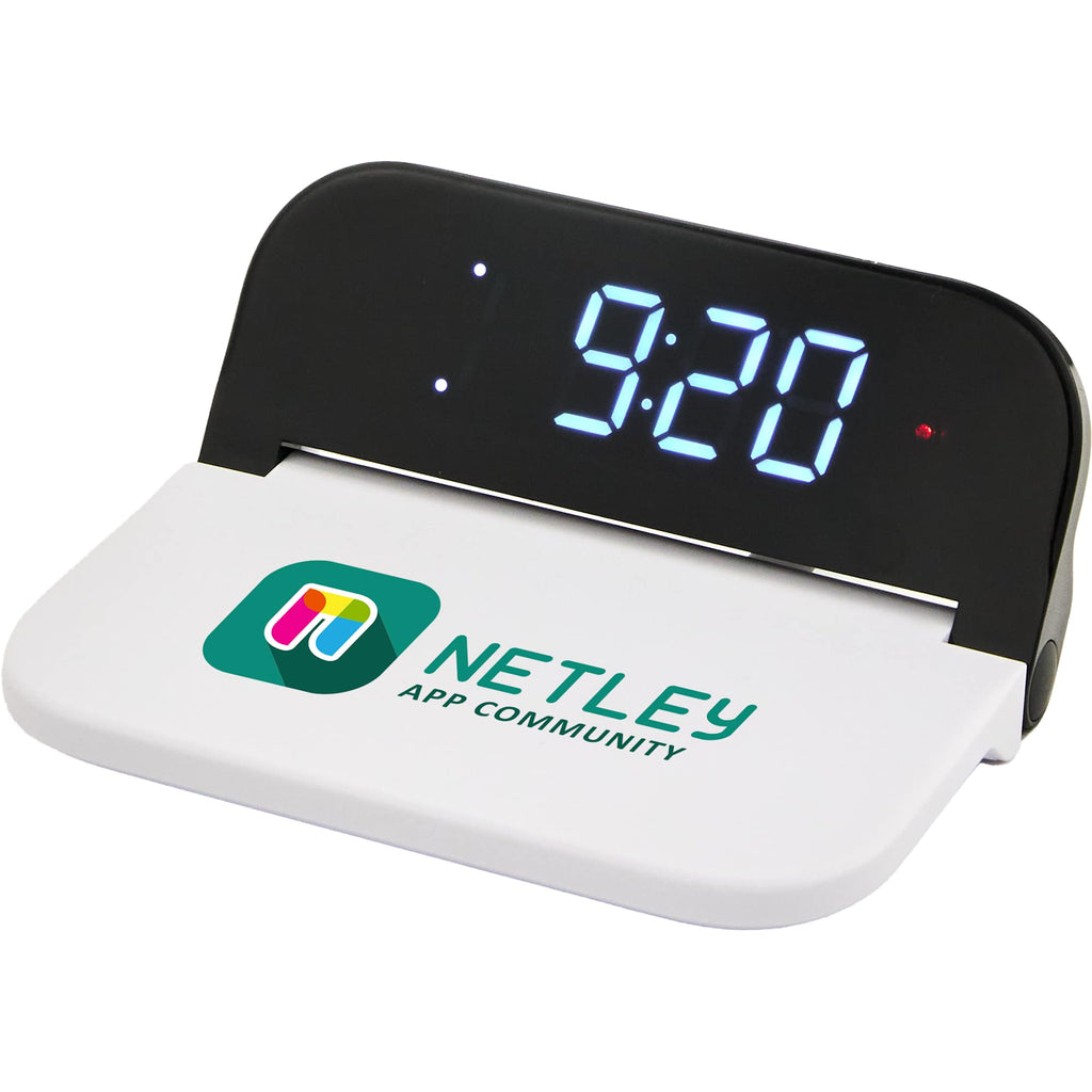 Folding Digital Alarm Clock with 15W Wireless Charger Full Color - White - Clock Screen