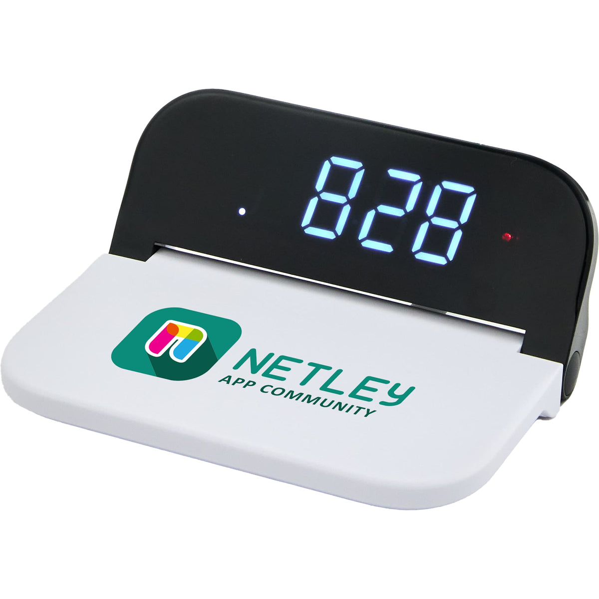 Folding Digital Alarm Clock with 15W Wireless Charger Full Color - White - Date Screen