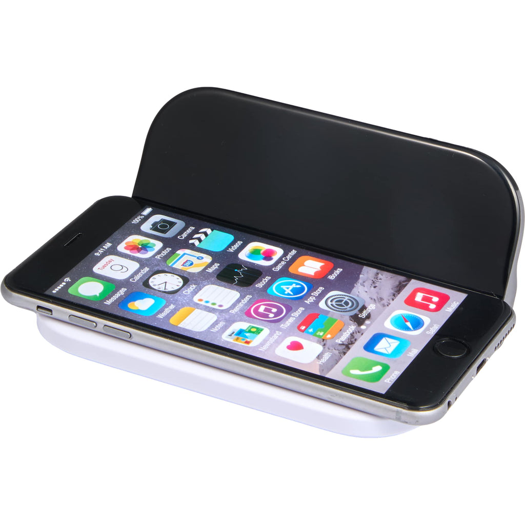 Folding Digital Alarm Clock with 15W Wireless Charger Full Color - White - Propped