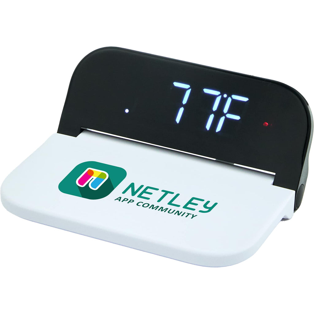 Folding Digital Alarm Clock with 15W Wireless Charger Full Color - White - Temp