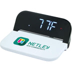Folding Digital Alarm Clock with 15W Wireless Charger Full Color - White - Temp