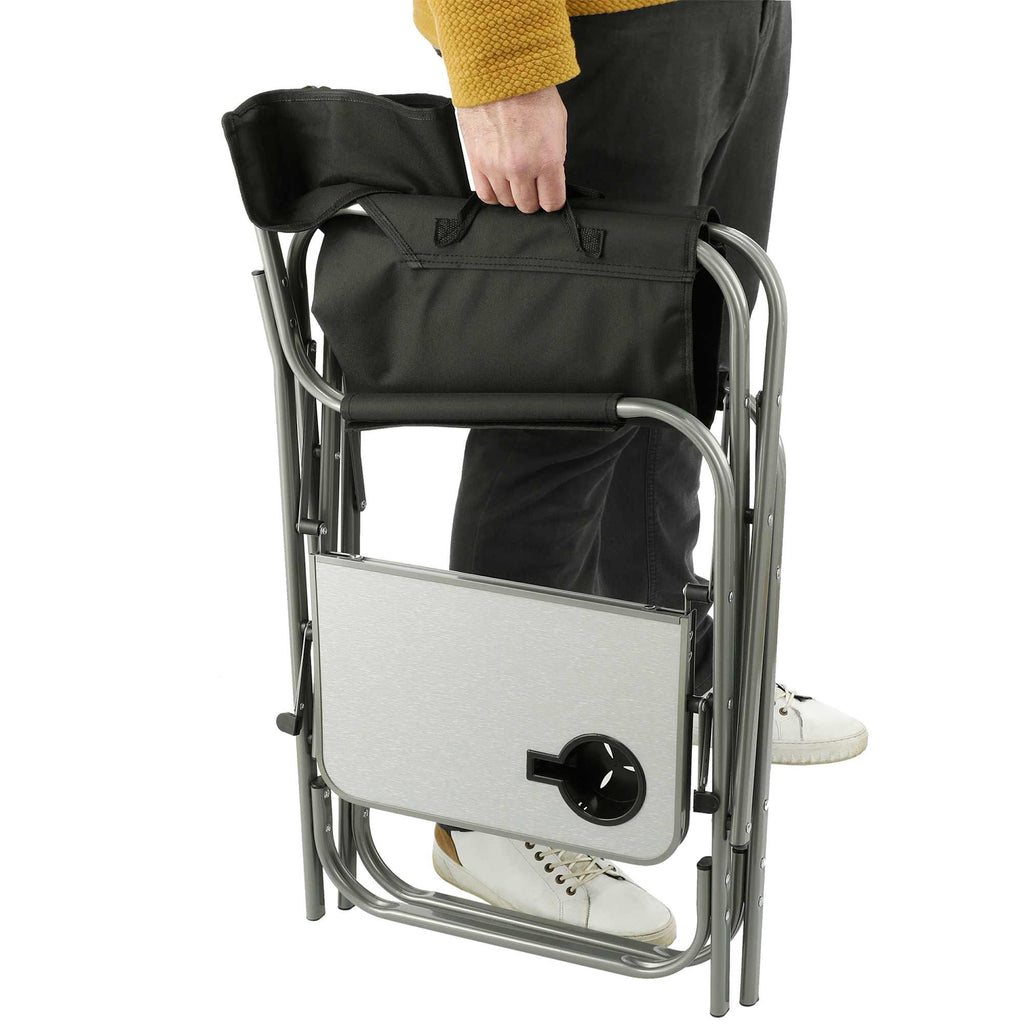 Folding Director's Chair with Side Table, 300 lb Capacity Transfer - Black - Left Angle 2
