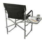 Folding Director's Chair with Side Table, 300 lb Capacity Transfer - Black - Left Angle 3