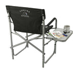 Folding Director's Chair with Side Table, 300 lb Capacity Transfer - Black - Left Angle