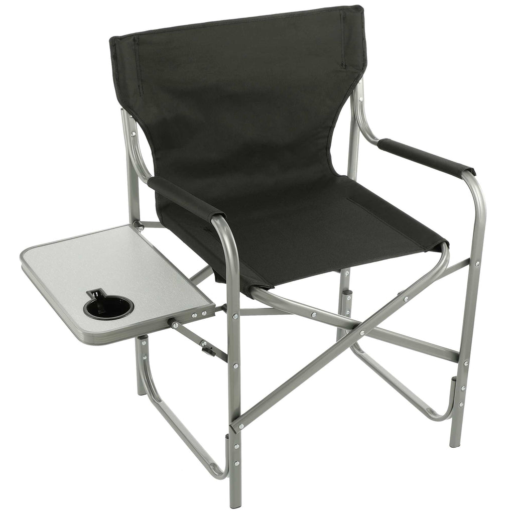Folding Director's Chair with Side Table, 300 lb Capacity Transfer - Black - Right Angle