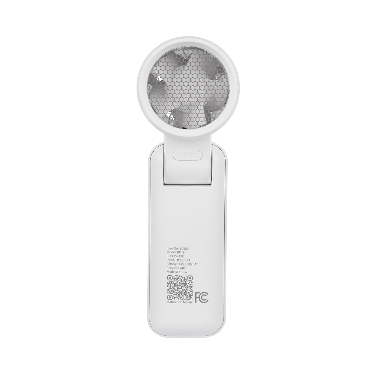Folding Fan with Digital Display - White - Back