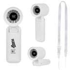 Folding Fan with Digital Display - White - Pad Print