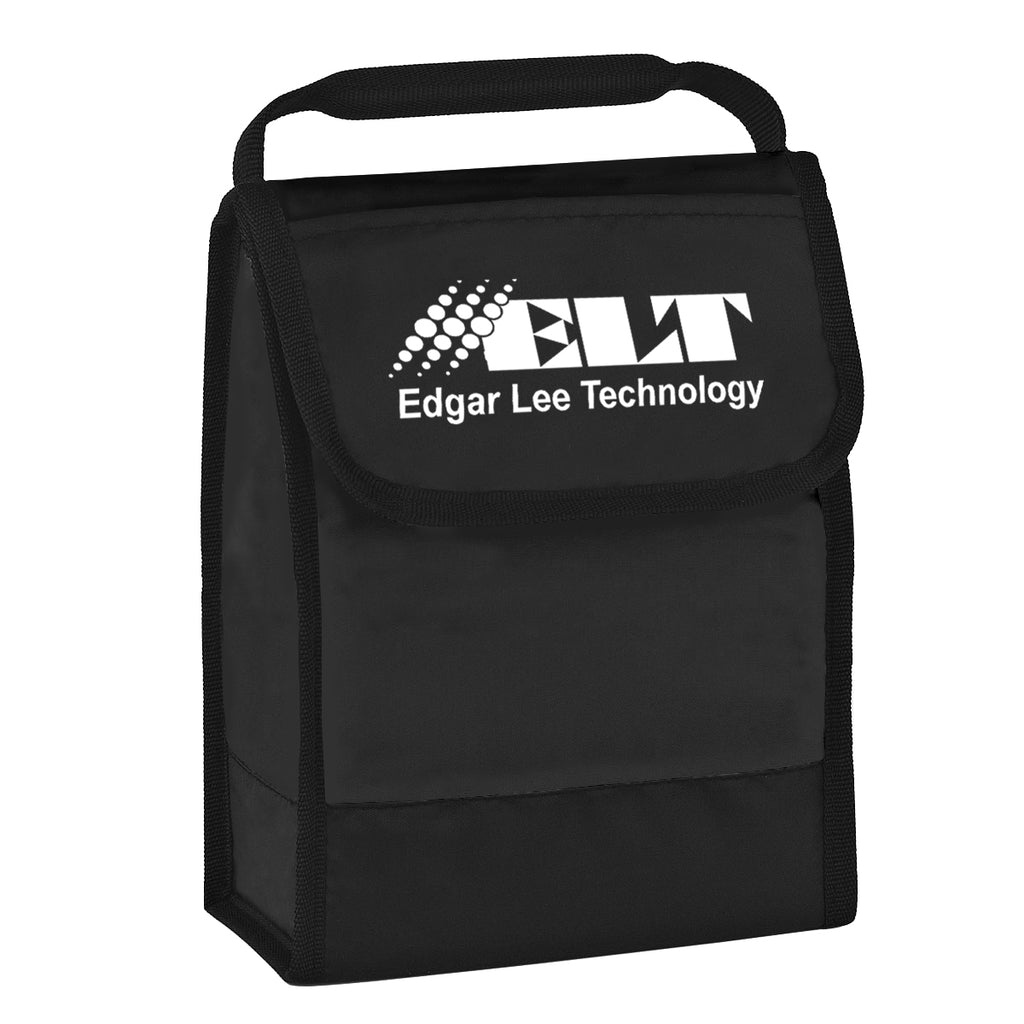 Folding Lunch Bag with Identification - Black - Silk Screen