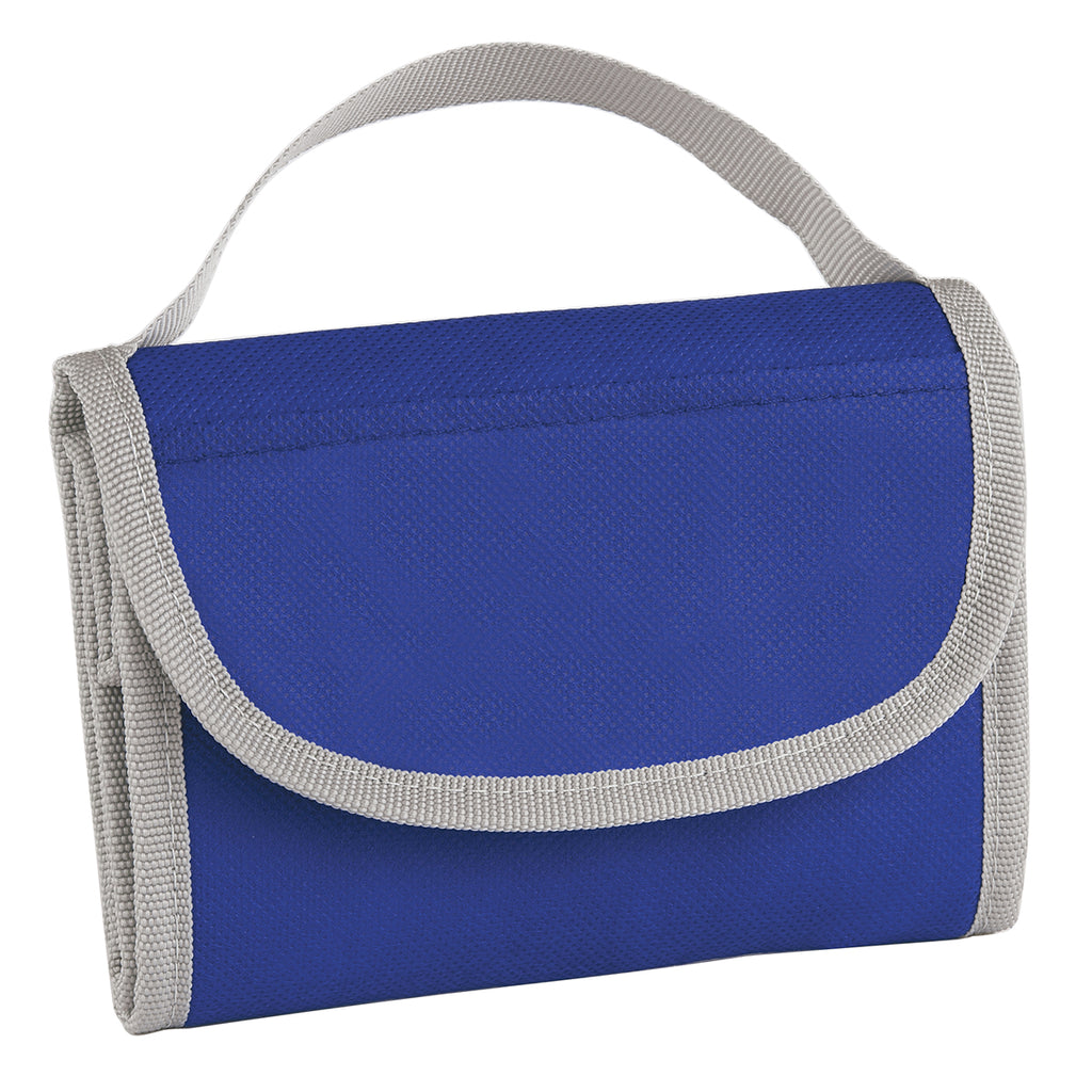 Folding Lunch Bag with Identification, Non-Woven - Blue - Folded_Blank