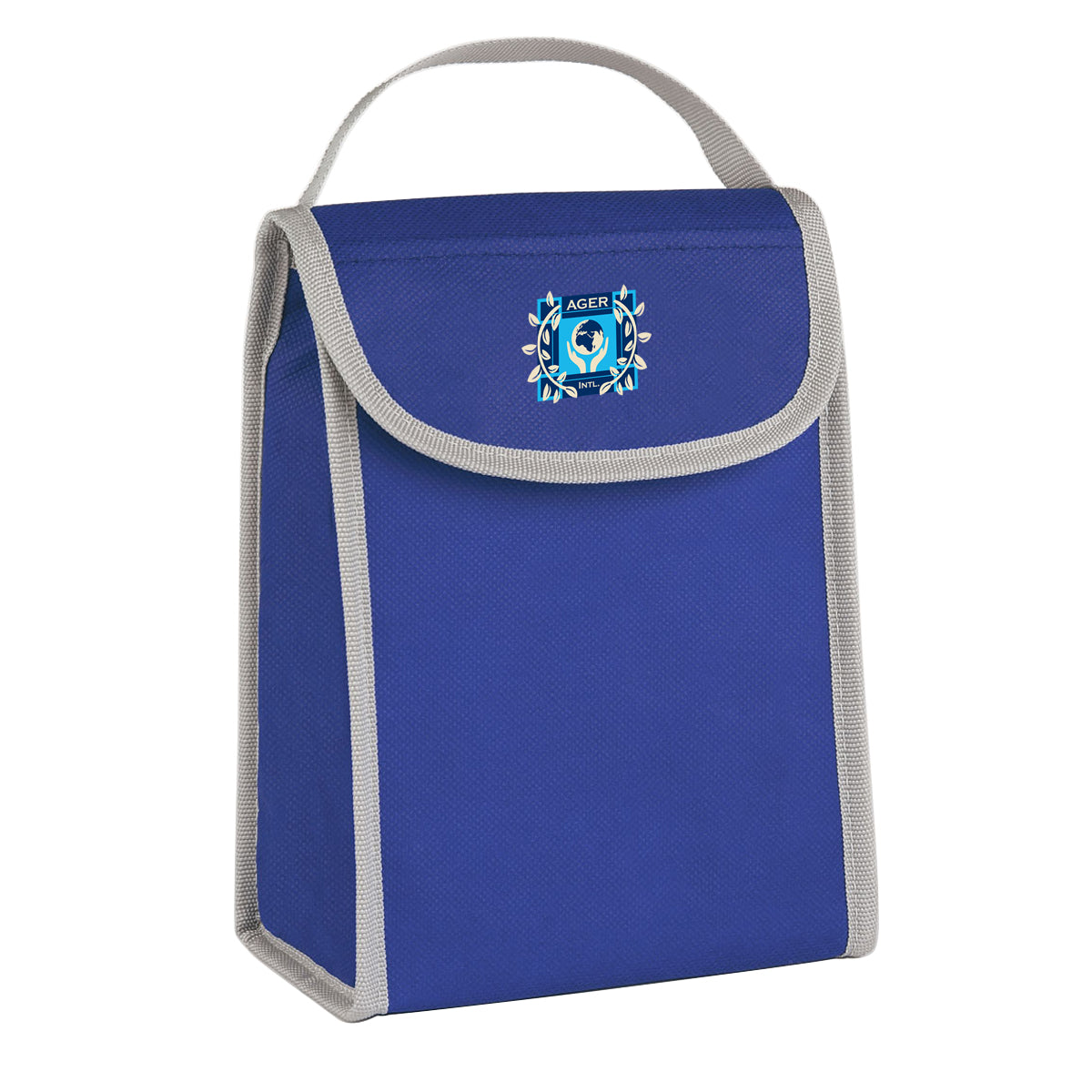 Folding Lunch Bag with Identification, Non-Woven - Blue - Optional_Colorbrite