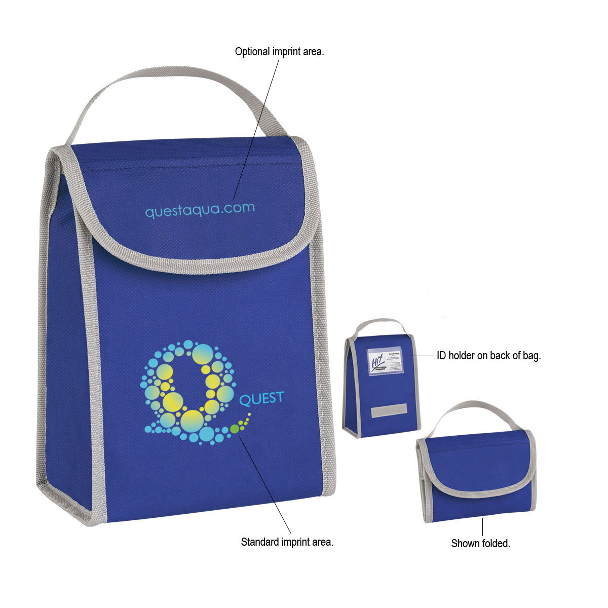 Folding Lunch Bag with Identification, Non-Woven