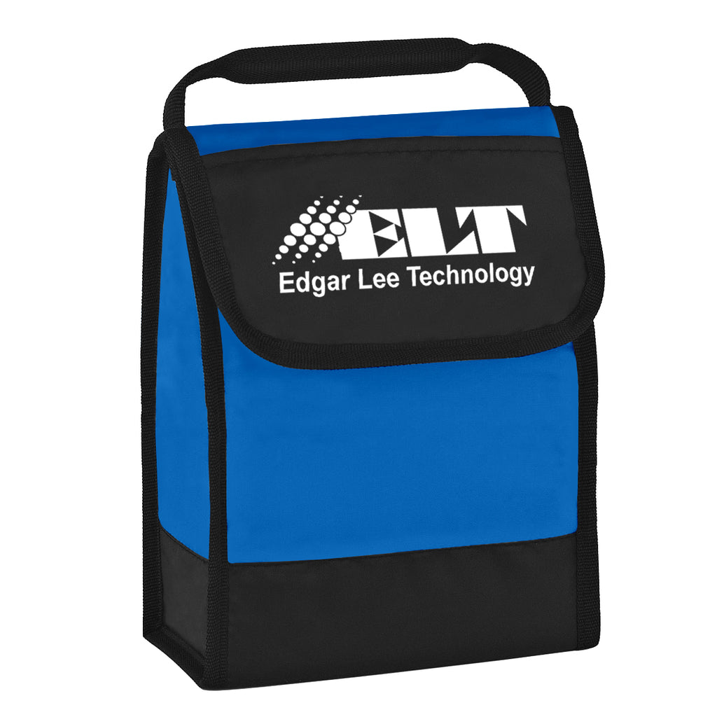 Folding Lunch Bag with Identification - Royal Blue - Silk Screen
