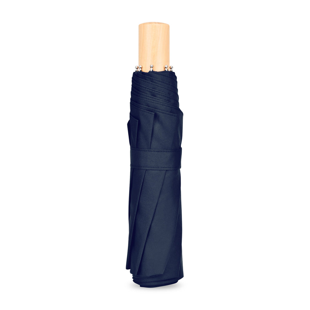 Folding Umbrella with Wooden Handle, 43 Inch Transfer - Navy - View 4