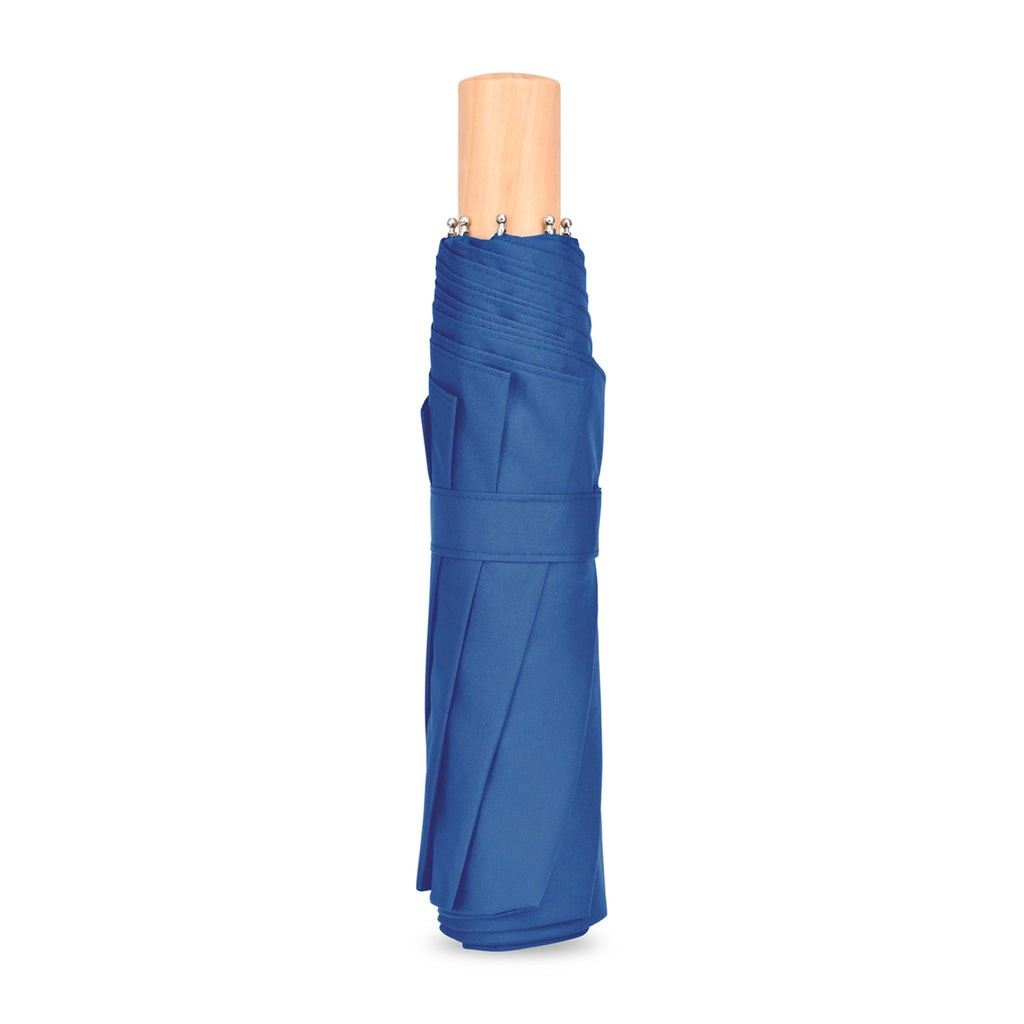 Folding Umbrella with Wooden Handle, 43 Inch Transfer - Royal Blue - View 4