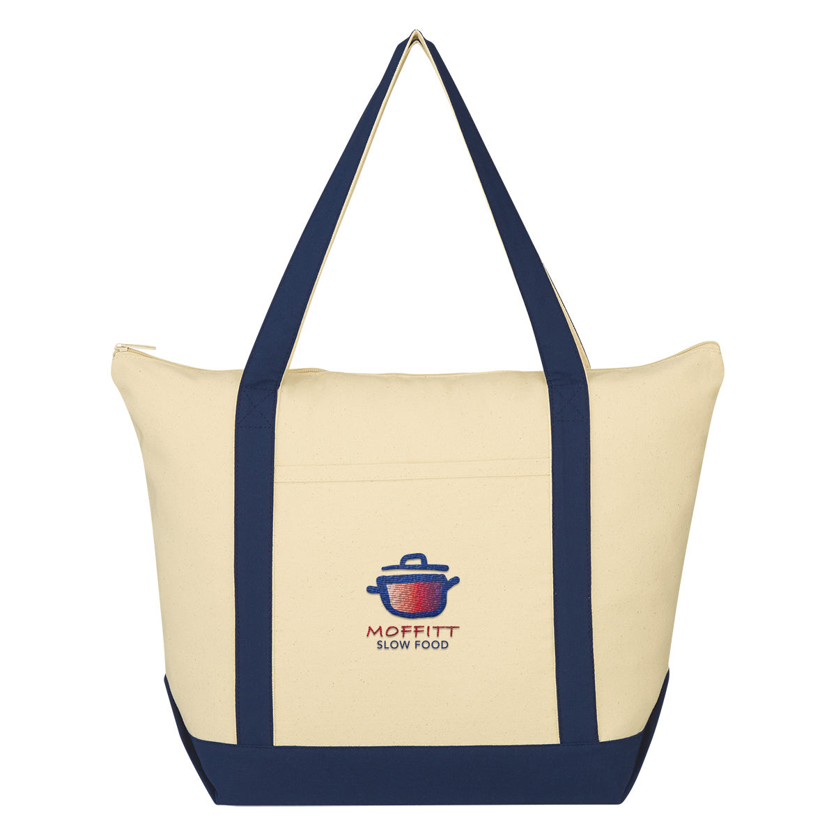 Folksy Cotton Tote Bag, 12 oz - Embroidery