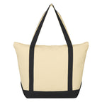 Folksy Cotton Tote Bag, 12 oz Embroidery - Natural with Black - Back