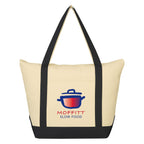 Folksy Cotton Tote Bag, 12 oz - Natural with Black - Colorbrite