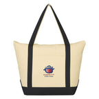 Folksy Cotton Tote Bag, 12 oz - Natural with Black - Embroidery