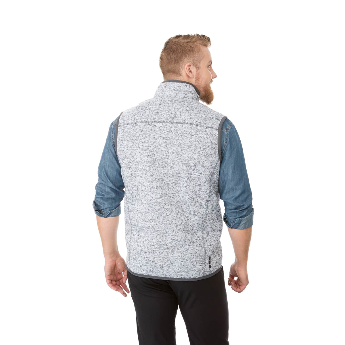 Fontaine Sweater Knit Vest for Men Transfer - Light Heather Grey - Back On Model