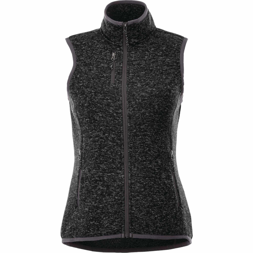 Fontaine Sweater Knit Vest for Women Transfer - Black Smoke Heather - Front Flat