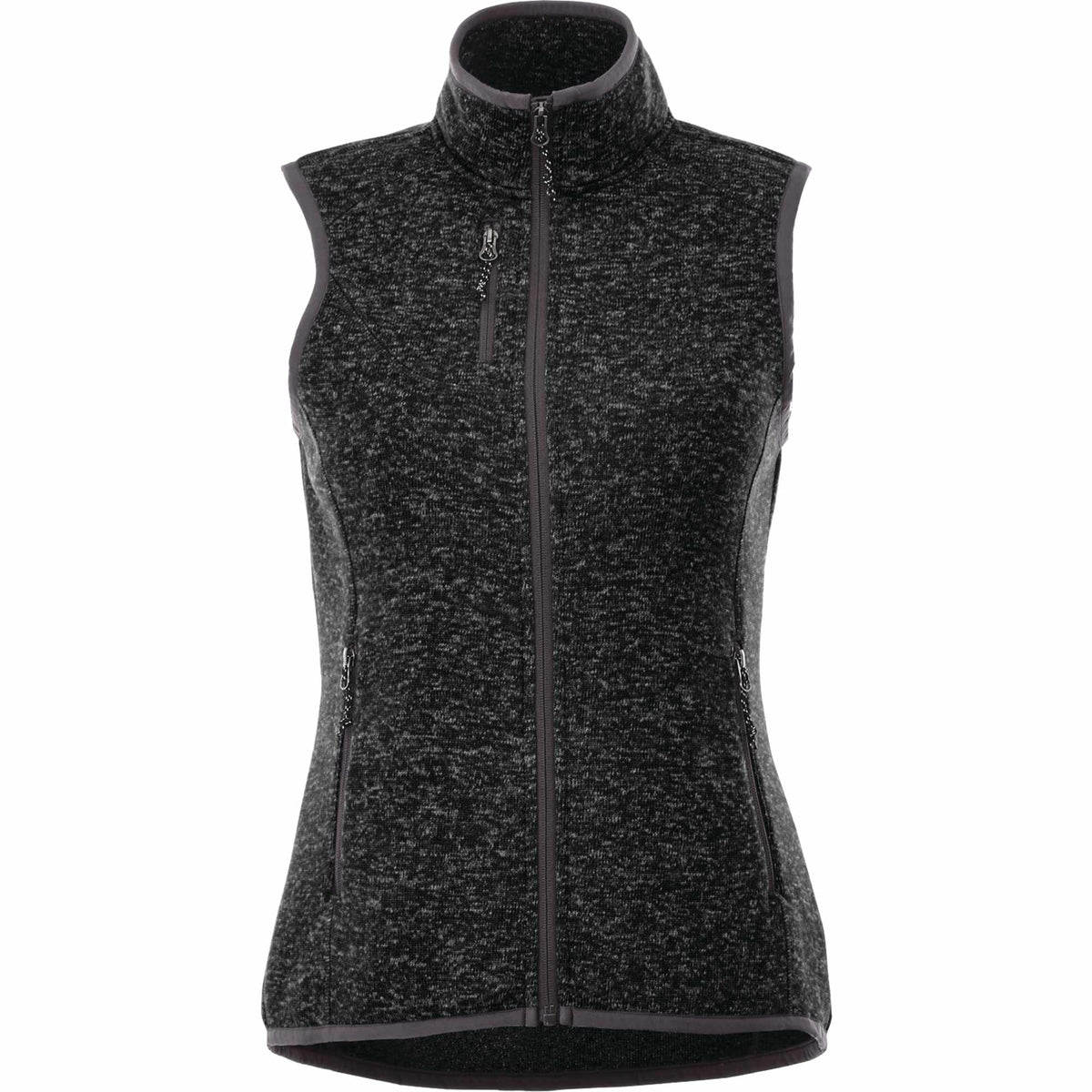 Fontaine Sweater Knit Vest for Women Transfer - Black Smoke Heather - Front Flat