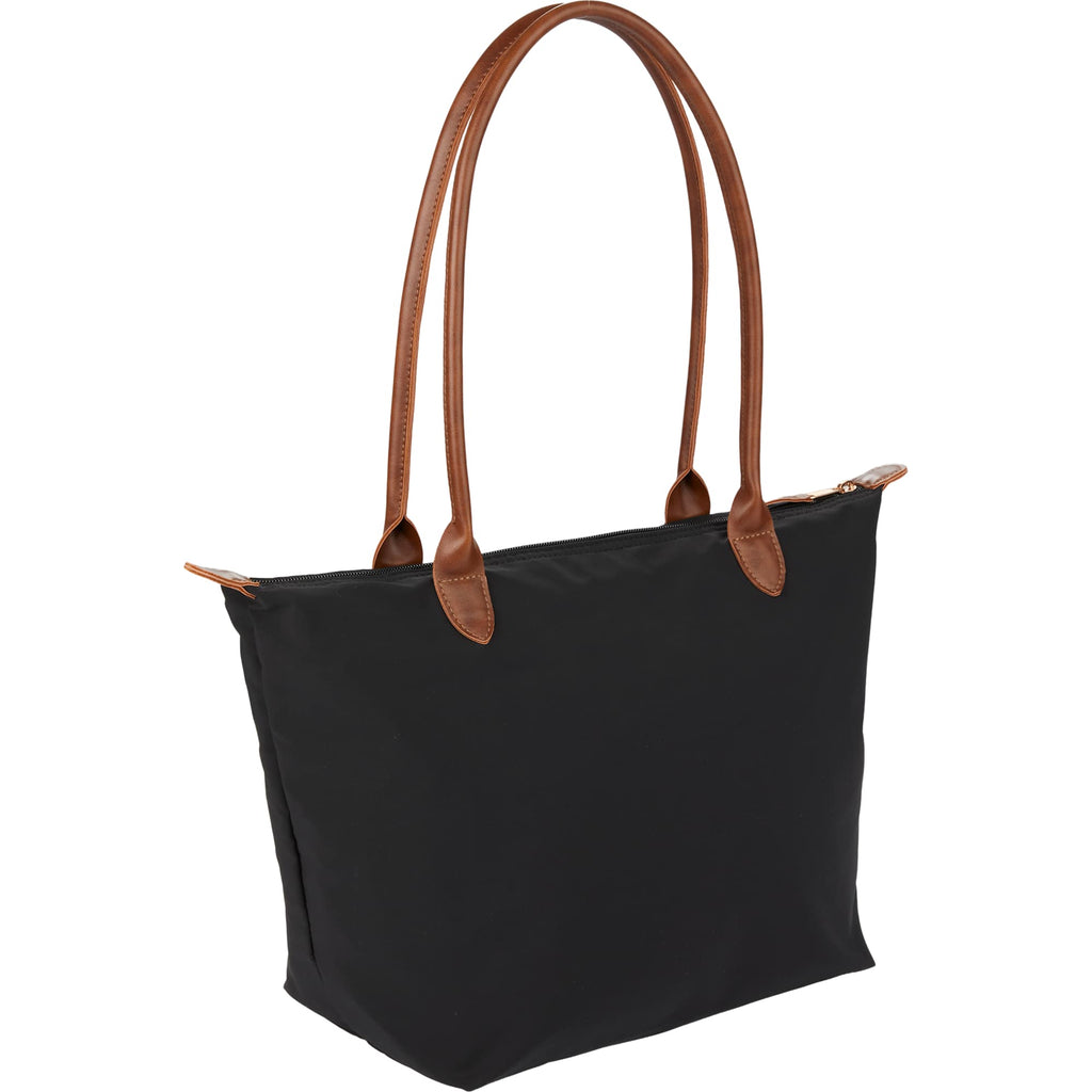 Fontaine Tote in Recycled Fabric with Faux Leather Trim Transfer - Black - Right Angle