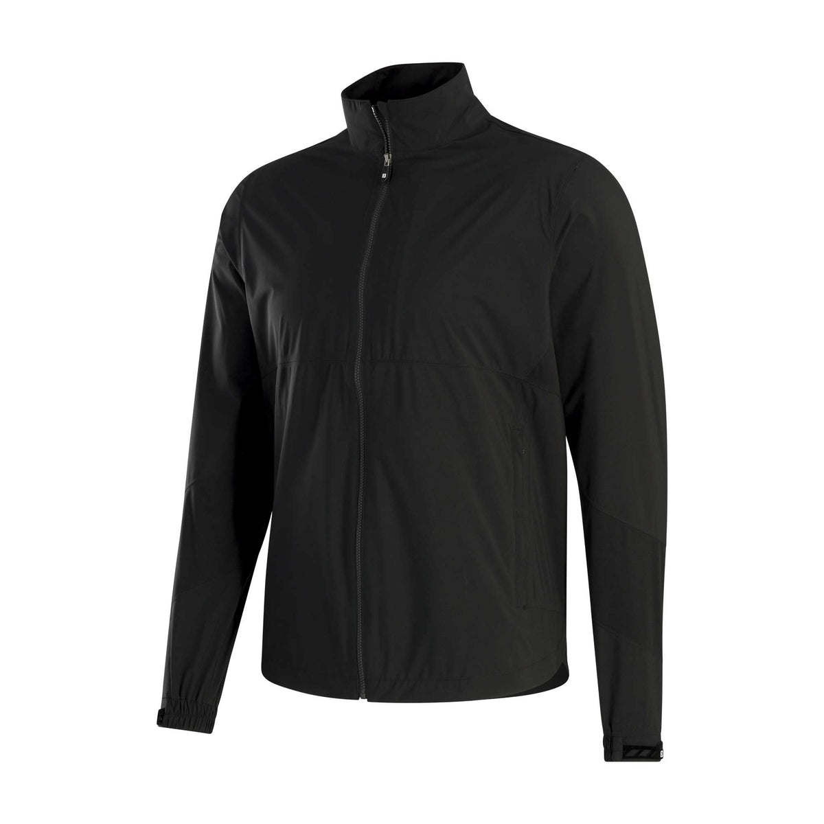 FootJoy HydroLite X Packable Golf Rain Jacket for Men Embroidery - Black - Left Angle Flat