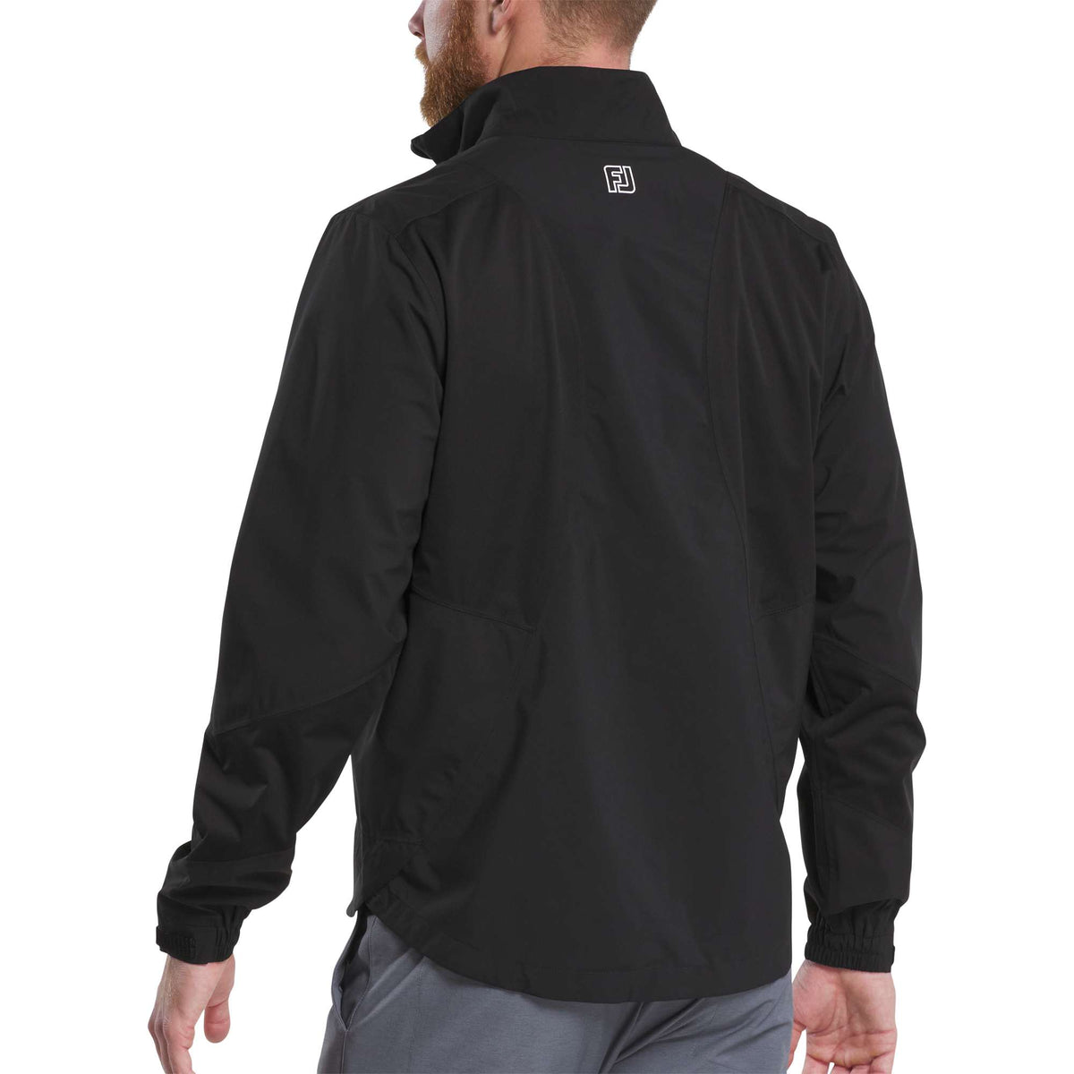 FootJoy HydroLite X Packable Golf Rain Jacket for Men Transfer - Black - Back On Model